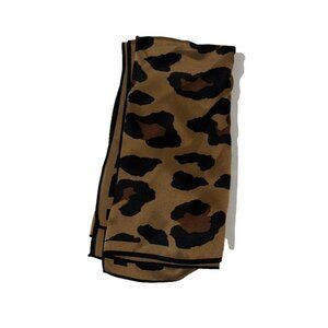 Leopard Print Silk Satin Square Scarf Tan Black Animal Neckerchief Head Wrap